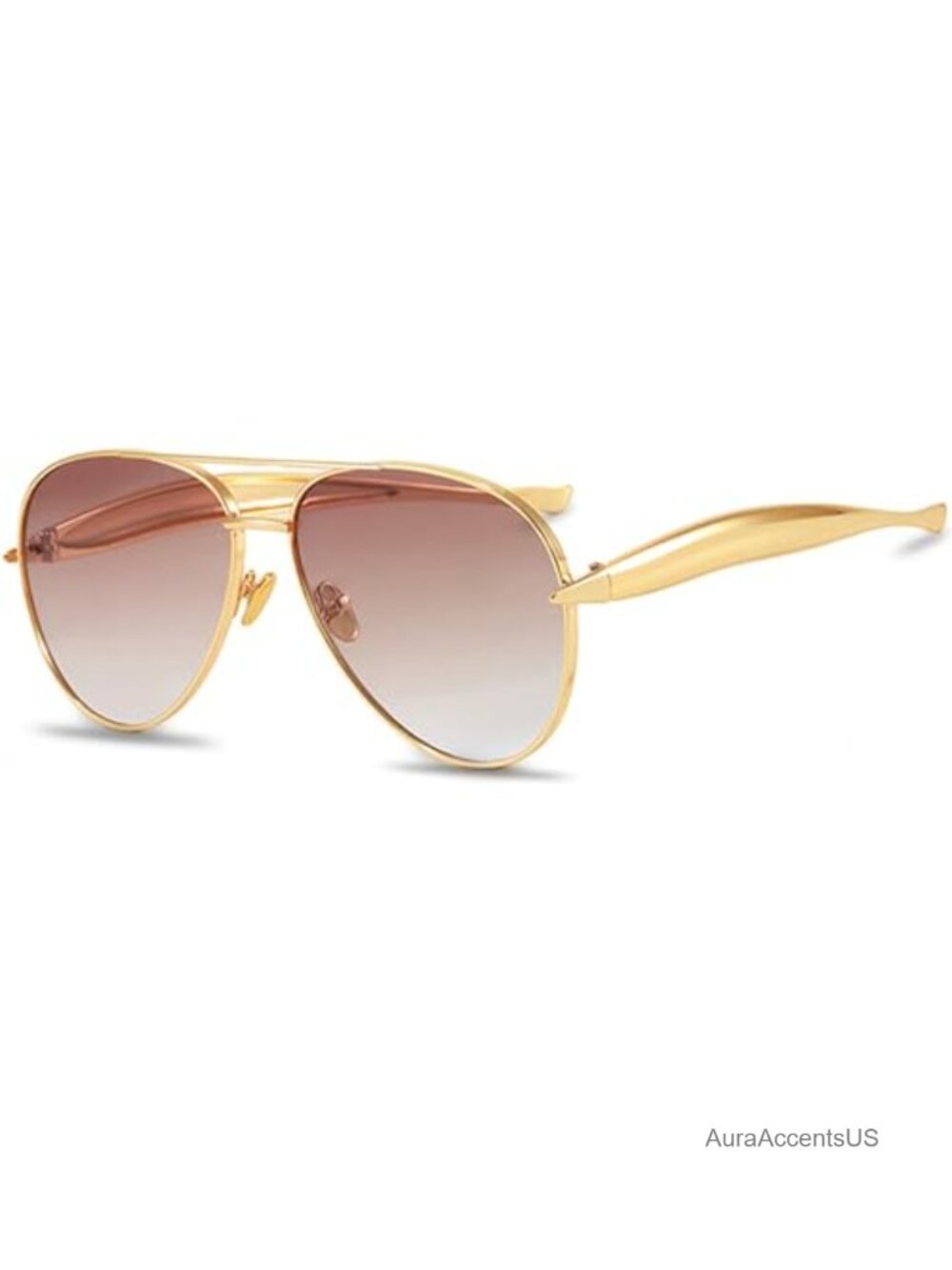 Oversized Aviator Sunglasses Gold Tone Metal UV400 Retro 70s Pilot Shades